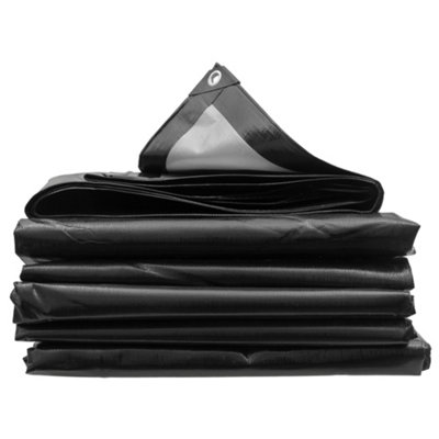 premium grade waterproof tough 240gsm black tarpaulins/builders tarps/camping ground sheet cover up(3m x 5m)