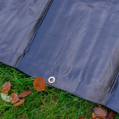 premium grade waterproof tough 240gsm black tarpaulins/builders tarps/camping ground sheet cover up(3m x4m) - 6