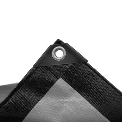premium grade waterproof tough 240gsm black tarpaulins/builders tarps/camping ground sheet cover up (4m x 5m)