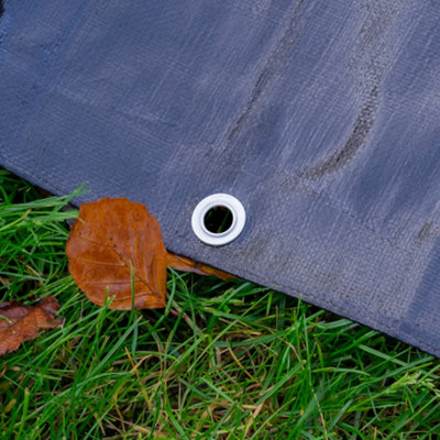 premium grade waterproof tough 240gsm black tarpaulins/builders tarps/camping ground sheet cover up (8m x 10m) - 5