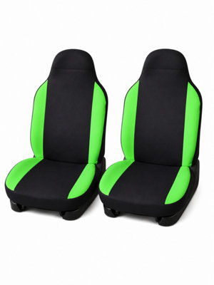 Premium Green Panelled Front Car Seat Covers Pair Universal Fit Full Coverage