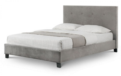 Premium - Grey Button Velvet High Headboard Bed - King 5ft (150cm)