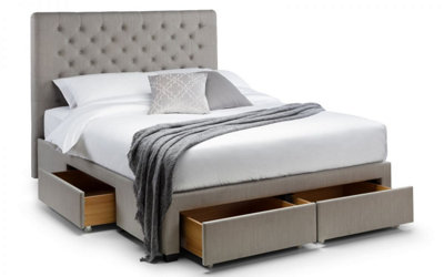 Premium - Grey Deep Button 4 Drawer Bed - Double 4ft 6" (135cm)