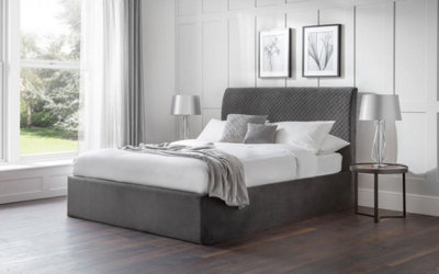 Velvet grey deals ottoman bed