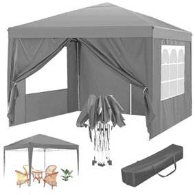Premium Grey Pop Up Gazebo With Sides Garden Marquee Camping Tent Canopy 3x3m