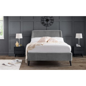 Premium - Grey Velvet Curved Bed Frame - Double 4ft 6" (135cm)
