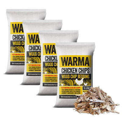 Premium Hardwood Animal Poultry Pet Coop Pen Ground Covering Bedding Chicken Chips 4 x 70L Bags