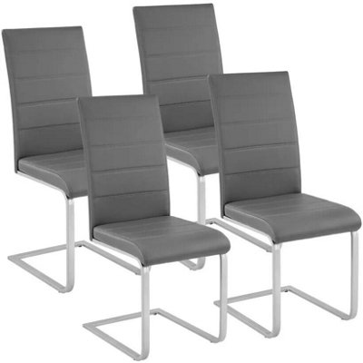 Premium High Back Dining Chairs Set of 4 Grey | DIY at B&Q