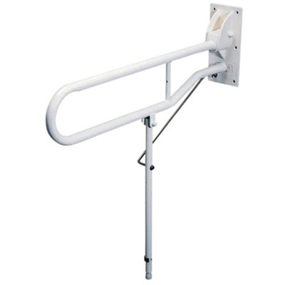 Premium Hinged Support Arm with Backplate and Leg - 600mm Wall Mounted Grab Bar for Bathroom Safety