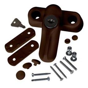 Premium Key Locking Sash Jammer Window Lock (10 Pack) - Chocolate Brown
