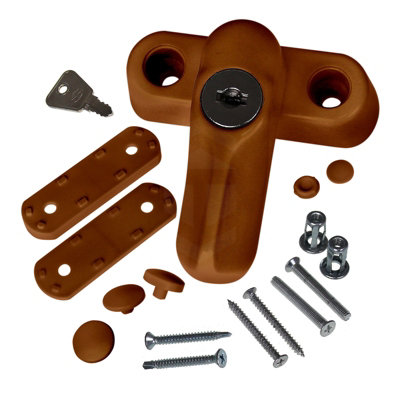 Premium Key Locking Sash Jammer Window Lock - Caramel