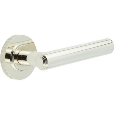 Premium Knurled Rose Door Handle in Polished Nickel - Interior Handle