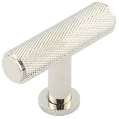 Premium Knurled T Bar Cupboard Knob in Polished Nickel - Kitchen Cabinet Knob