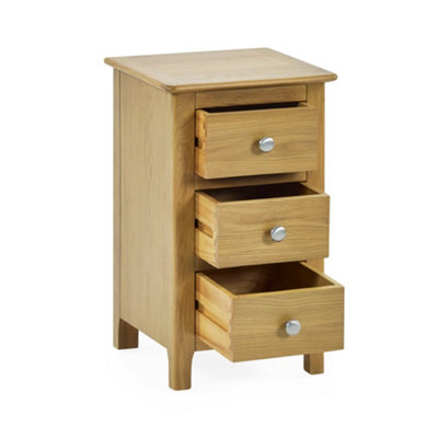 Premium Langford Oak Compact 3 Drawer Bedside Table