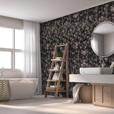 Premium Large Hexagonal Bronze 1.0m x 2.4m Shower Panel