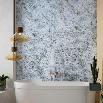 Premium Large Pacific Blue Marble 1.0m x 2.4m Shower Panel Price Comparisons | Compare The Build