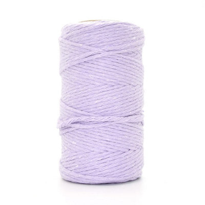Premium Lilac Macrame Cord Twine, 50 m / 164 ft of 2 mm Thick Natural Cotton Thread Yarn Macrame Rope (Reel)