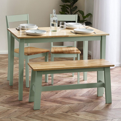 Premium Linwood 68cm Small Rectangular Dining Table - Sage Green & Natural
