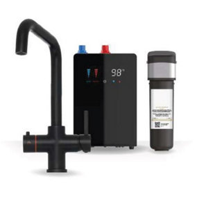 Premium Matt Black 3 In 1 Square Tap with Digital Tank and Water Filter