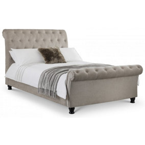 Premium Mink Chenille Sleigh Style Fabric Bed Frame - Double 4'6" (135cm)