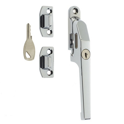 Premium Modern Lockable Casement Fasteners in Polished Chrome - 124mm - Window Handle