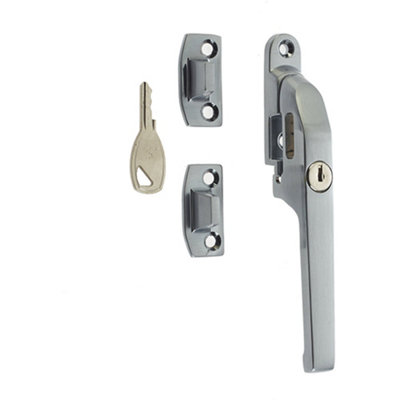 Premium Modern Lockable Casement Fasteners in Satin Chrome - 124mm - Window Handle