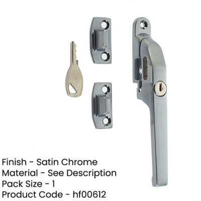 Premium Modern Lockable Casement Fasteners in Satin Chrome - 124mm - Window Handle