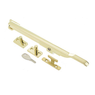 Premium Modern Lockable Casement Stays in Polished Brass - 250mm for Enhanced Security - Window Peg Bar