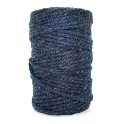 Premium Navy Blue Macrame Cord Twine, 50 m / 164 ft of 3 mm Thick Natural Cotton Thread Yarn Macrame Rope (Reel)
