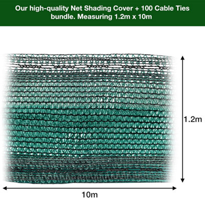 Buy Premium Net Shading Cover Screen+ 100 Cable Ties Bundle 1.2m x 10m ...