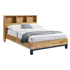Premium Oak Finish Bookcase Bed - King 5ft (150cm)