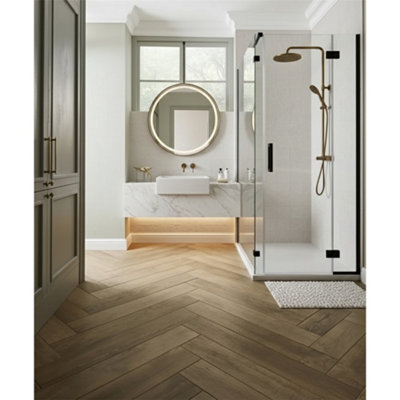 Premium Oak Matt Porcelain Wood Effect Floor Tile (9 Pack - 1 Box - 1.22 m2 Coverage) - Bathroom F- Inspired by Latin America