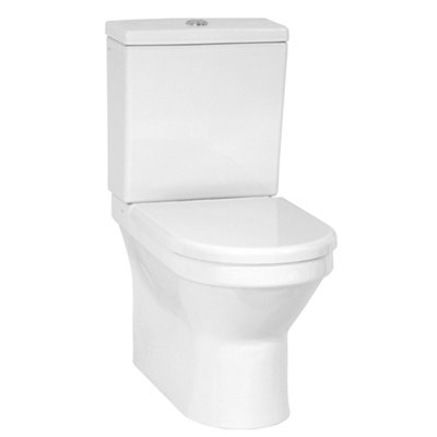 Premium OPEN BACK COMFORT HEIGHT Toilet Set (Reims) - Rimless Pan - Cistern - Soft Close Seat - Includes Chrome Flush Button