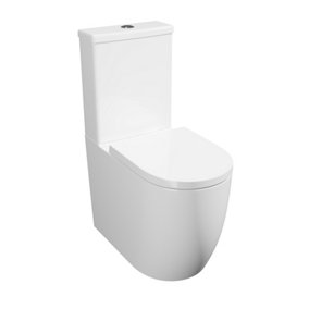 Premium OPEN BACK - ROUND - COMFORT HEIGHT Toilet Set (Marseille) - Rimless Pan - Cistern - Soft Close Seat