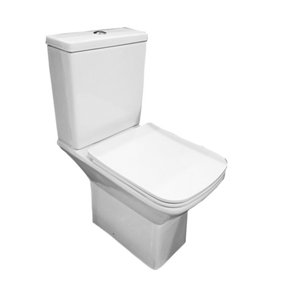 Premium OPEN BACK - SHORT- Toilet Set (CITY) - Rimless Pan - Cistern - Soft Close Seat - Includes Chrome Flush Button