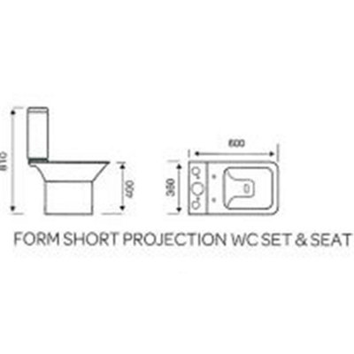 Premium OPEN BACK - SHORT- Toilet Set (CITY) - Rimless Pan - Cistern - Soft Close Seat - Includes Chrome Flush Button - 3