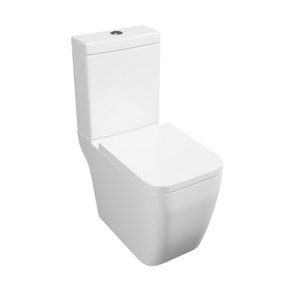 Premium OPEN BACK - SQAURE - Toilet Set (Marseille) - Rimless Pan - Cistern - Soft Close Seat - Includes Chrome Flush Button