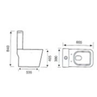 Premium OPEN BACK - SQAURE - Toilet Set (Marseille) - Rimless Pan - Cistern - Soft Close Seat - Includes Chrome Flush Button - 5