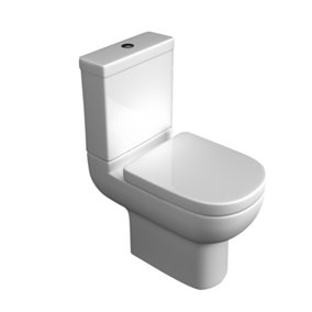 Premium OPEN BACK Toilet Set (Chelsea) - Rimless Pan - Cistern - Soft Close Seat - Includes Chrome Flush Button