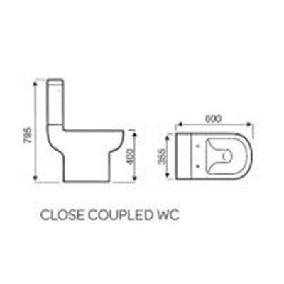 Premium OPEN BACK Toilet Set (Chelsea) - Rimless Pan - Cistern - Soft Close Seat - Includes Chrome Flush Button - 4
