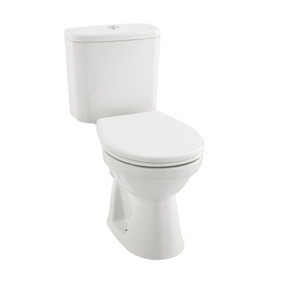 Premium OPEN BACK Toilet Set (Islington) - Rimless Pan - Cistern - Soft Close Seat - Includes Chrome Flush Button