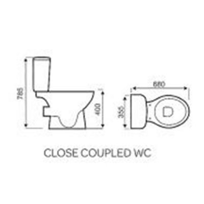 Premium OPEN BACK Toilet Set (Islington) - Rimless Pan - Cistern - Soft Close Seat - Includes Chrome Flush Button - 4