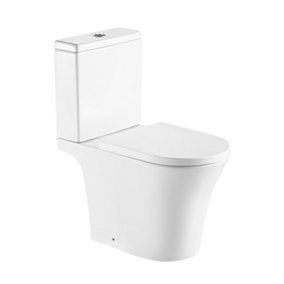 Premium OPEN BACK Toilet Set (Jupiter) - Rimless Pan - Cistern - Soft Close Seat - Includes Chrome Flush Button
