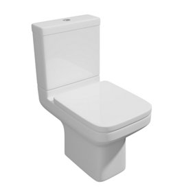 Premium OPEN BACK Toilet Set (Nantes) - Rimless Pan - Cistern - Soft Close Seat - Includes Chrome Flush Button