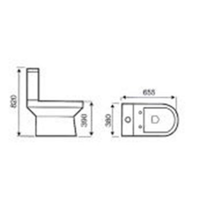 Premium OPEN BACK Toilet Set (Reims) - Rimless Pan - Cistern - Soft Close Seat - Includes Chrome Flush Button - 6