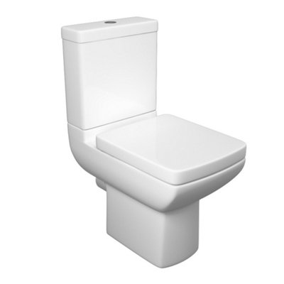 Premium OPEN BACK Toilet Set (Rome) - Rimless Pan - Cistern - Soft Close Seat - Includes Chrome Flush Button