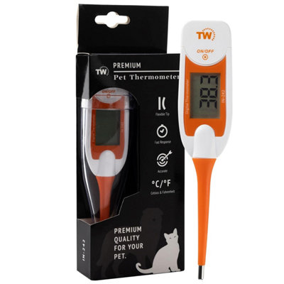 Premium Pet Thermometer For Animal Owners of Dogs Cats Horses Flexible Probe with Hobdays Chart