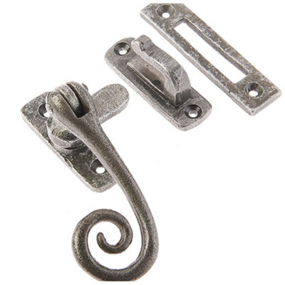 Premium Pewter Curly Tail Casement Fasteners 90x55mm for Elegant Window Finishes - Window Handle