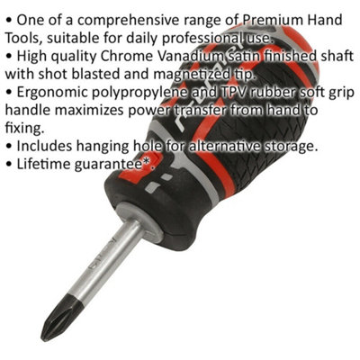 PREMIUM Phillips 2 x 38mm Stubby Screwdriver - Ergonomic Soft Grip Magnetic Tip