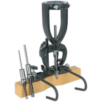 Premium Pillar Drill Wood Mortising Attachment with Chisel and Bit Set